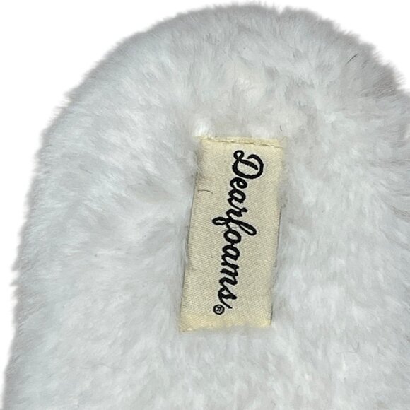 Dearfoams Womens White Plush Bridal Slide Slippers "I Do" Design Large US 7-8 - Picture 4 of 11